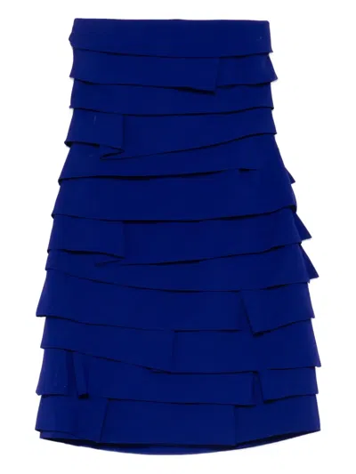 Versace Tiered-design Mini Dress In Blue