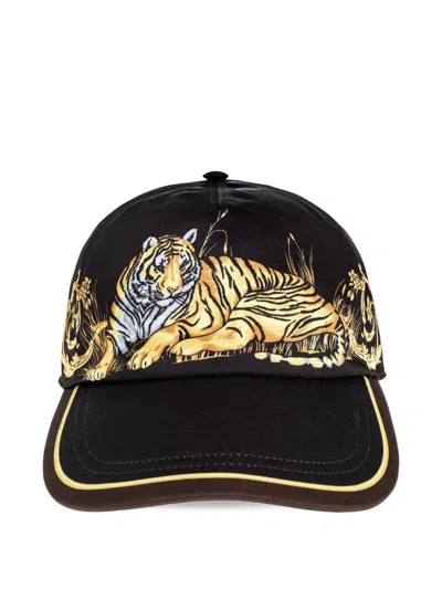 Versace Tiger Baroque-print Cap In Black