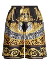 Versace Tiger Leopard-print Silk Shorts In Black