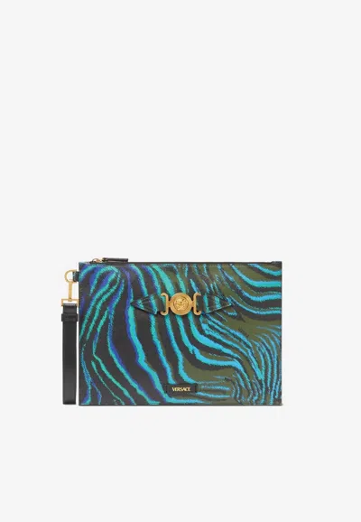 Versace Tiger Medusa Biggie Pouch Bag In Multicolor