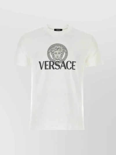 Versace Timeless Crew-neck Short Sleeve T-shirt In White