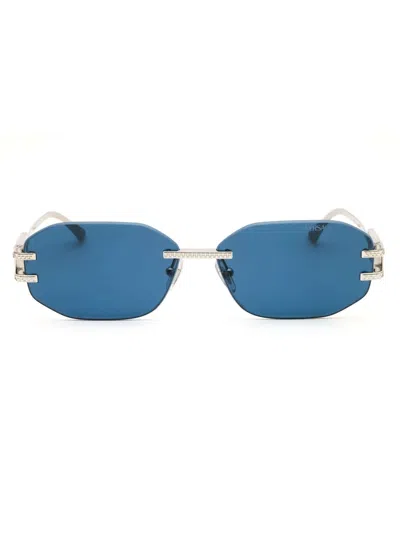 Versace Timeless Metal Oval Unisex Sunglasses In Blue