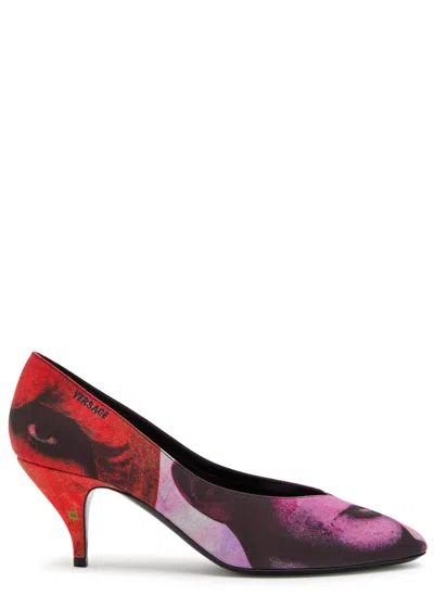 Versace Tina 65 Printed Silk Faille Pumps In Multi