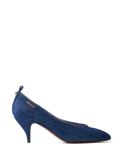Versace Tina Denim Pumps 65 Mm In Blue