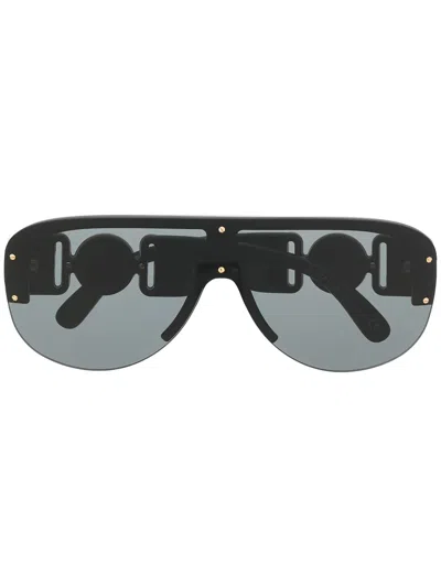 Versace Tinted Aviator-frame Sunglasses In Black