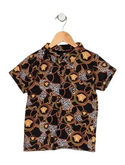 Pre-owned Versace Babies' Toddler Boy's Short Sleeve Shirt In Black