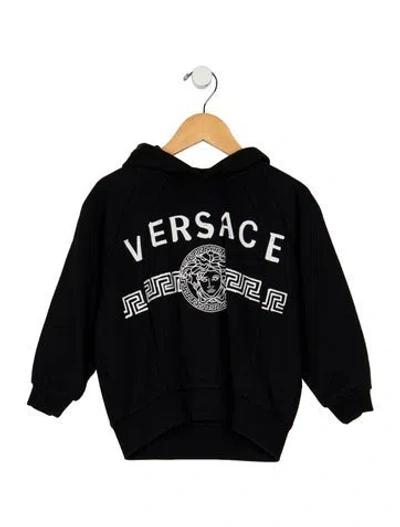 Pre-owned Versace Babies' Toddler Boys Branded Pattern Printed Hoodie In Black