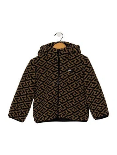 Pre-owned Versace Babies' Toddler Boys Branded Pattern Printed Jacket In Brown