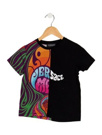 Pre-owned Versace Babies' Toddler Boys Branded Pattern Printed Shirt In Black