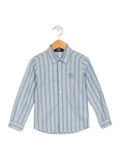 Pre-owned Versace Babies' Toddler Boys' Long Sleeve Shirt In Blue