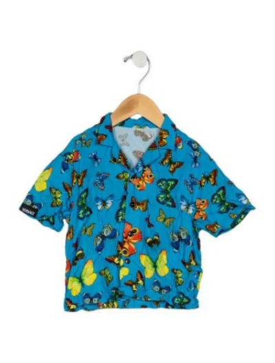 Pre-owned Versace Babies' Toddler Boys' Pattern Print Button-up Shirt In Blue