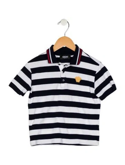 Pre-owned Versace Babies' Toddler Boys Pattern Printed Embroidered Polo Shirt In White