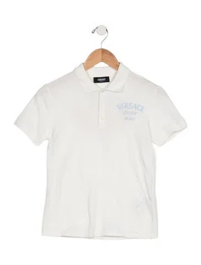 Pre-owned Versace Babies' Toddler's Boys' Patterned Polo Shirt In White