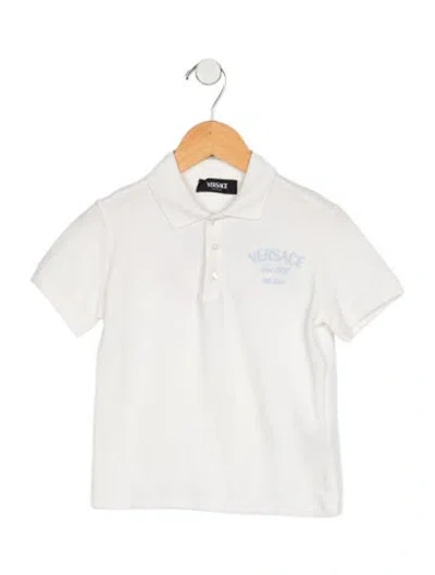 Pre-owned Versace Babies' Toddler Boys' Solid Short Sleeve Polo In Neutrals