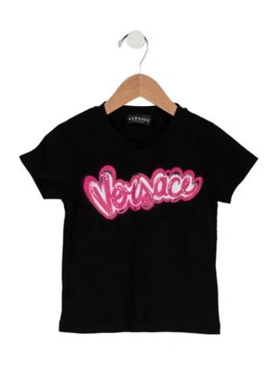 Pre-owned Versace Babies' Toddler Girls' Graphic Short-sleeve T-shirt In Black