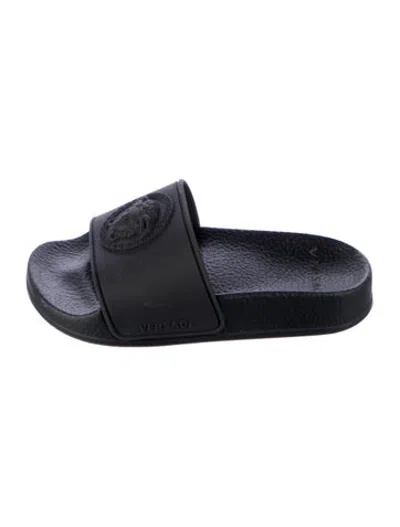 Pre-owned Versace Babies' Toddler Rubber Slides In Black