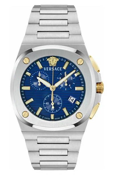 Versace Tolomeo Chrono Bracelet Watch, 44mm In Metallic