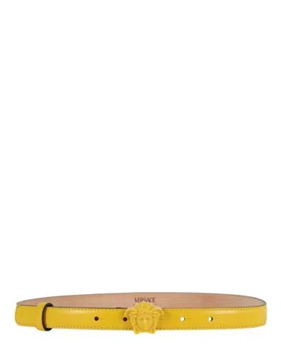 Versace Tonal Medusa Leather Belt Woman Belt Yellow Size 34 Calfskin