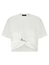 Versace Cropped T-shirt With Twist Detail And Safety Pin Logo In White