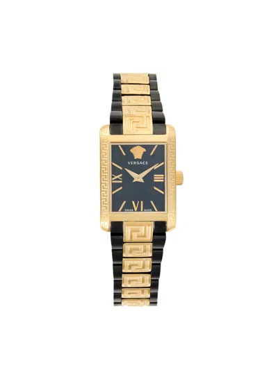 Versace Tonneau Two-tone Stainless Steel Bracelet Watch/33mm In Gold Black