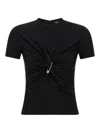 Versace Safety Pin Gathered Short-sleeved Top In Black