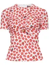Versace Strawberry Garden Gathered Top In Red