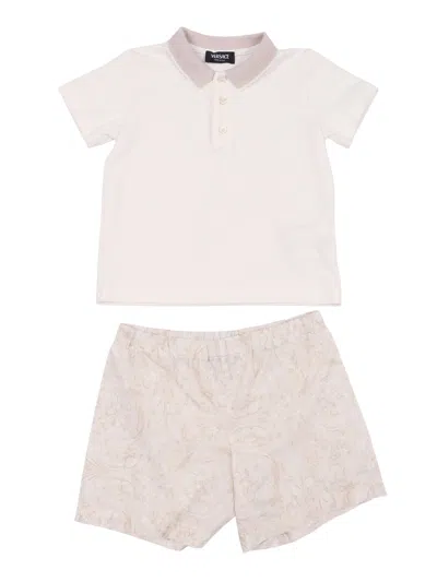 Versace Kids'  Top And Bottom In Neutral