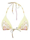 Versace Barocco Triangle Bikini Top Adjustable Straps In Multi