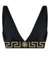 Versace Women Bikini Top With Logo Band In Black