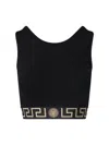 Versace Greca Border Cropped Tank Top In Black