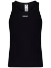 Versace Black Logo Tank Top In Black