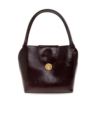 Versace Vivian Leather Shoulder Bag In Brown