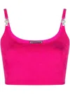 Versace La Greca Jacquard Knit Cropped Top In Pink