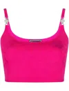 Versace La Greca Jacquard Knit Cropped Top In Pink