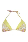 Versace Barocco Triangle Bikini Top Adjustable Straps In Multi