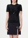 Versace Safety Pin Gathered Short-sleeved Top In Black