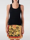 Versace Safety Pin Ribbed Tank Top In Black