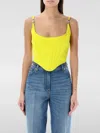 Versace Satin Corset Top With Medusa Hardware In Yellow