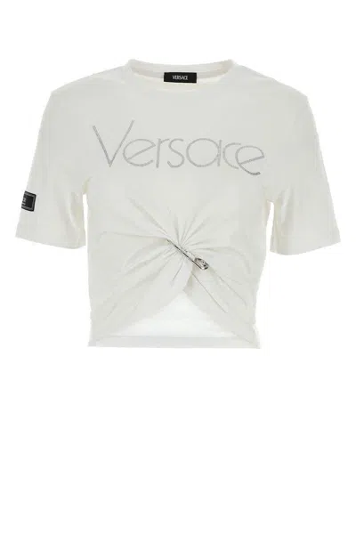 Versace Top In White/crystal