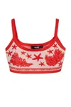 Versace Tresor De La Mer Towel-stitch Jacquard Knit Crop Top In Rosa