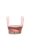 Versace Top With Jacquard Logo In Pink & Purple