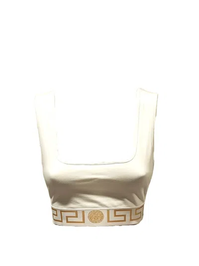 Versace Top With Jacquard Logo In White
