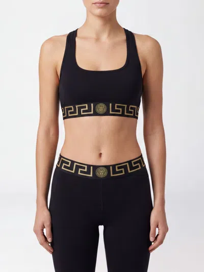 Versace Greca Border Scoop Neck Triangle Bra In Black