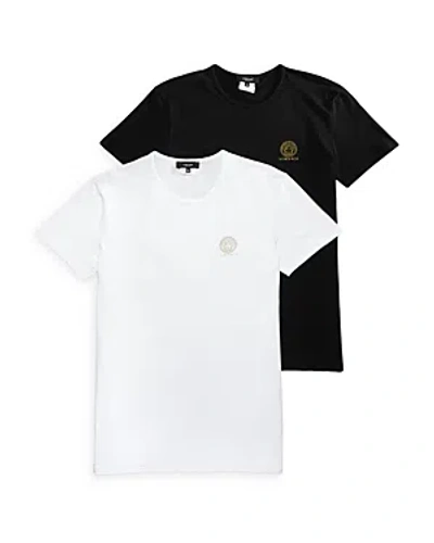 Versace Topeka Bi-stretch Pack Of 2 Undershirt Tee In White-black