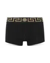 Versace Black Briefs With Elastic Waist With Medusa Print In Cotton Stretch Man In Black-gold