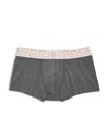 Versace Topeka Cotton Bi Stretch Low Rise Logo Trunks In Light Melange
