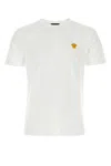 Versace White Crewneck T-shirt With Medusa Embroidery On The Front In Cotton Man In White