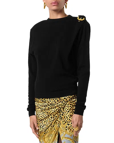 Versace Wool Sweater With Buckle Detail And Long Sleeves In Black