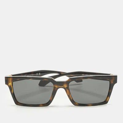 Pre-owned Versace Tortoise Brown Mod 4490 U Medusa Rectangle Sunglasses