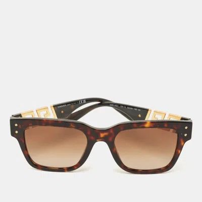 Pre-owned Versace Tortoiseshell Brown Gradient Mod 4421 Greca Square Sunglasses
